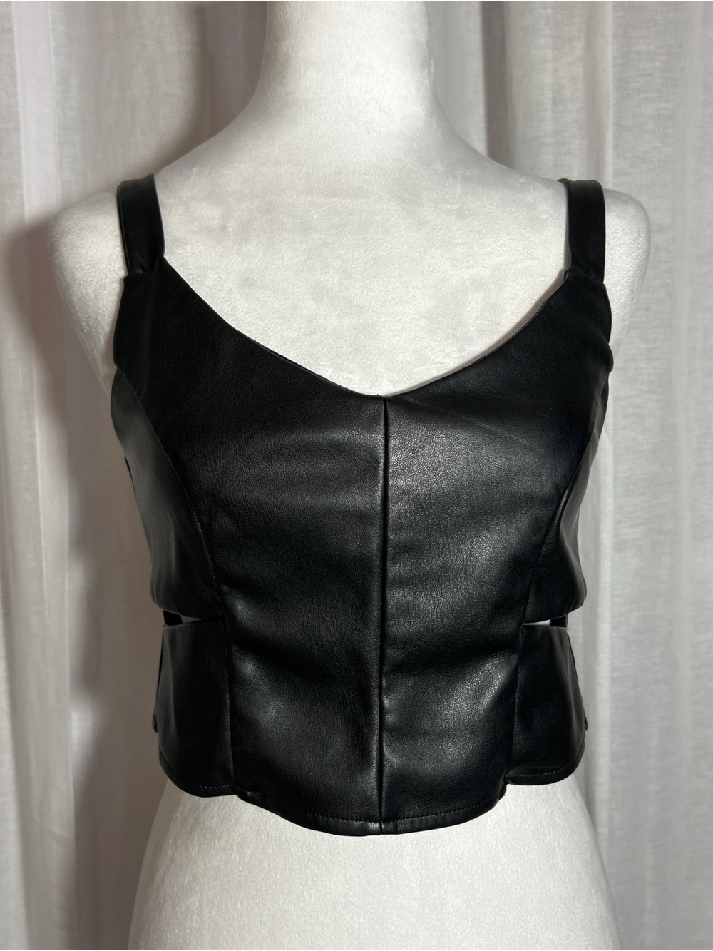 Black Faux Leather Tank Top